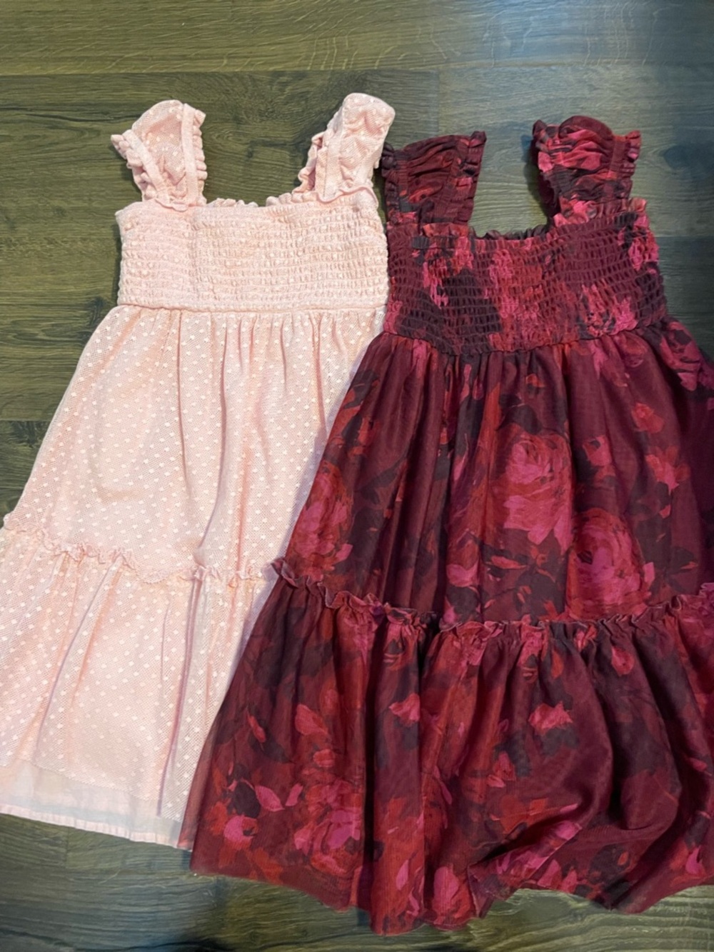 GAP (Small) Girls' Pink & Burgundy Ruffle Sundress Set